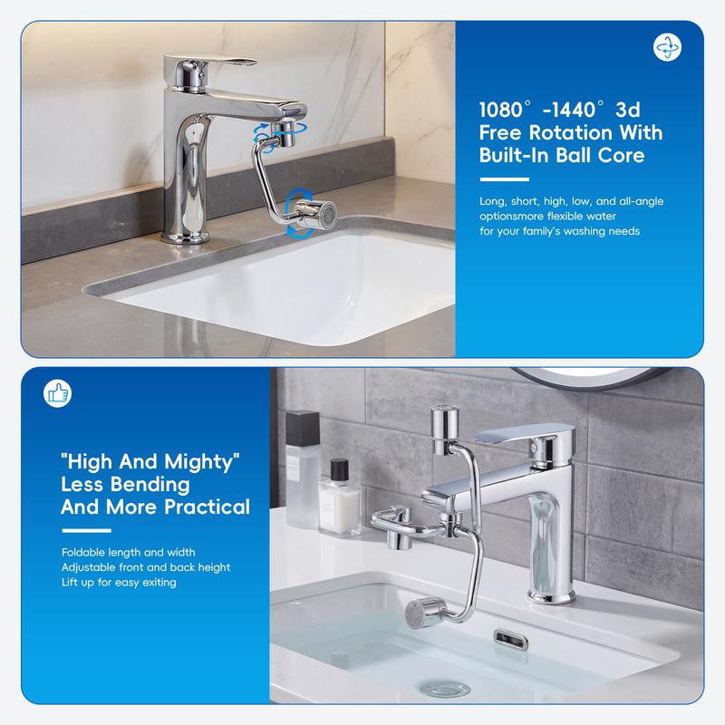 360° Rotating Faucet Extender Kit | Aim the stream exactly where you need it and rinse faster — with no splashing