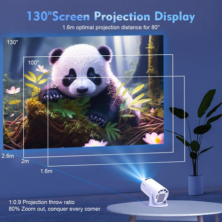 Portable 4K Mini Projector with built-in apps | Finally make “movie night at home” possible: set it up, project and enjoy — on a wall or ceiling