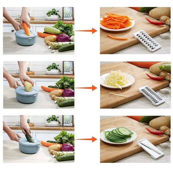 MultiSlice™ | Cutting fruit and vegetables has never been so easy with this 12-IN-1 vegetable slicer