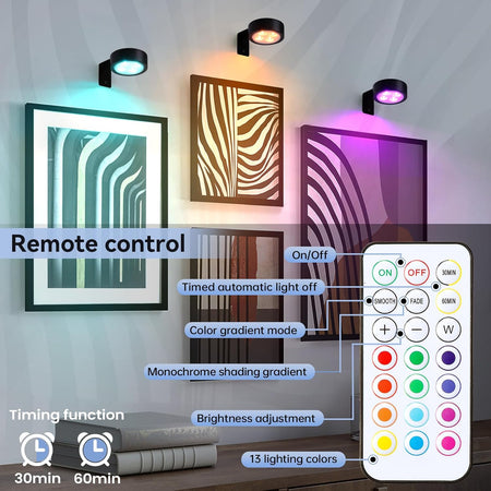 Magnetyczne świetlne dzieło sztuki LED | Poczuj dumę, prezentując swoją sztukę w pięknym świetle — bez potrzeby używania narzędzi (Zestaw 2 sztuk)