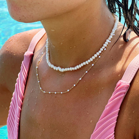 White Beaded Choker