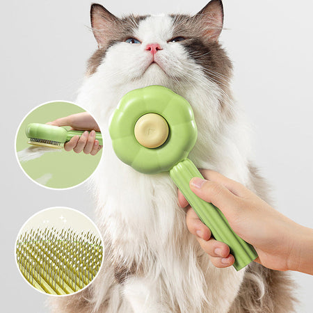 Self-Cleaning Pet Hair Brush | Maintain your pet's soft coat with care and gentleness