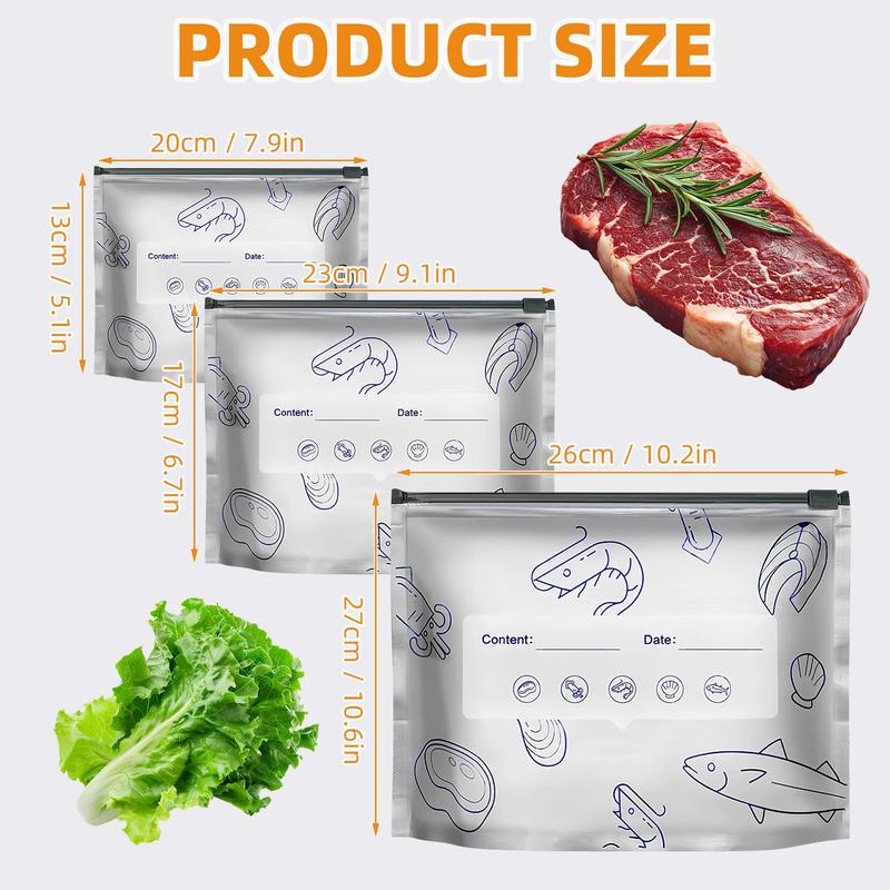 Reusable Aluminum Storage Bags | Save freezer space and preserve your food’s freshness and flavor longer (30 Storage Bags)