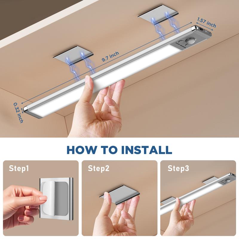 Rechargeable Magnetic LED Light Bar with motion sensor | Automatically light up dark areas exactly when you need it — no outlet, no drilling