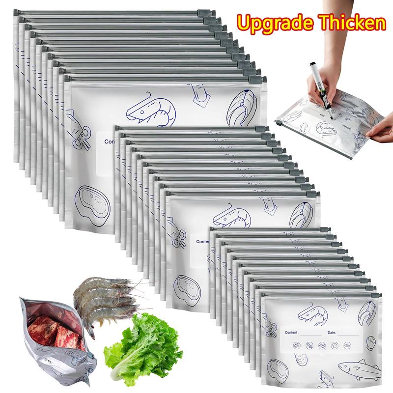 Reusable Aluminum Storage Bags | Save freezer space and preserve your food’s freshness and flavor longer (30 Storage Bags)