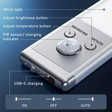 Rechargeable Magnetic LED Light Bar with motion sensor | Automatically light up dark areas exactly when you need it — no outlet, no drilling