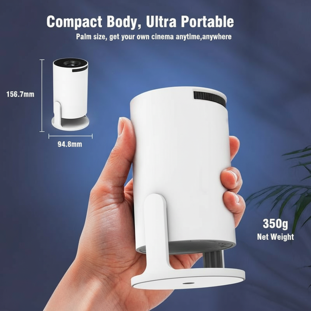 Portable 4K Mini Projector with built-in apps | Finally make “movie night at home” possible: set it up, project and enjoy — on a wall or ceiling