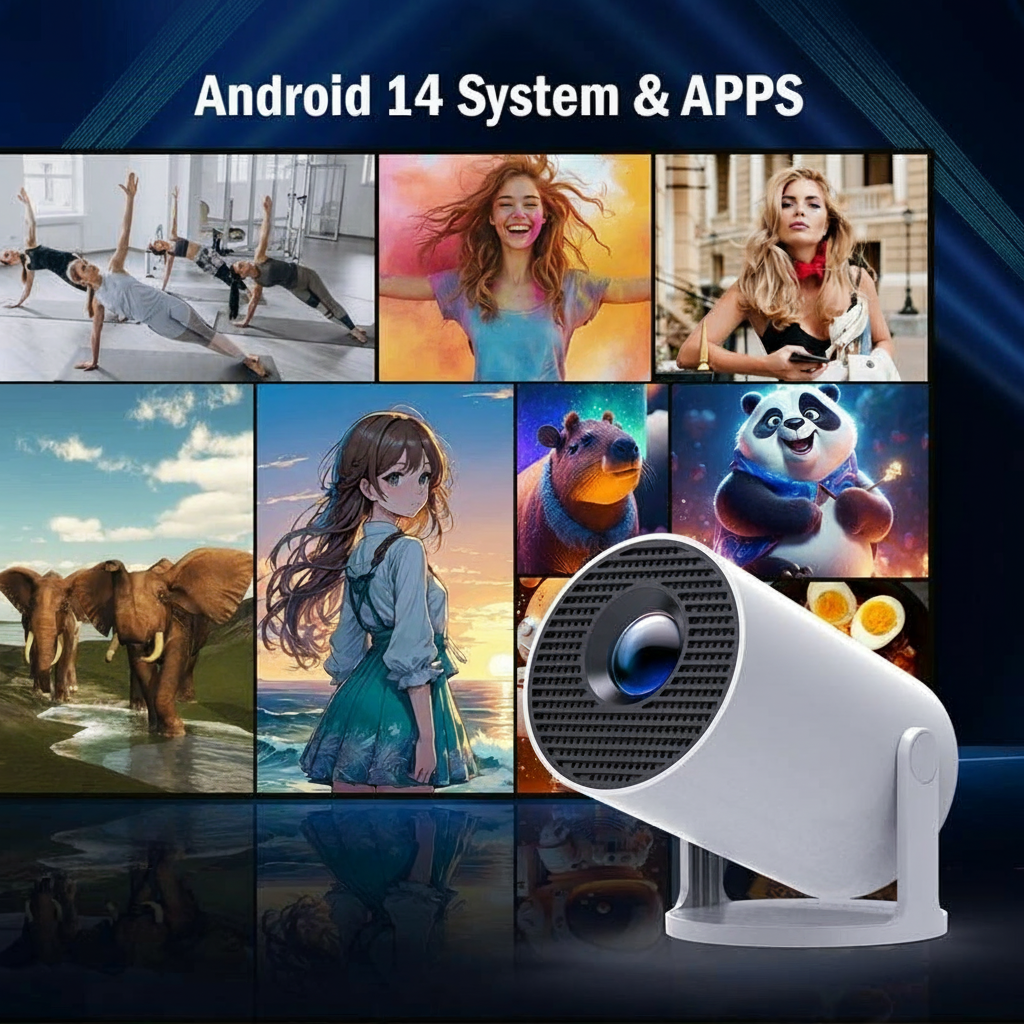 Portable 4K Mini Projector with built-in apps | Finally make “movie night at home” possible: set it up, project and enjoy — on a wall or ceiling